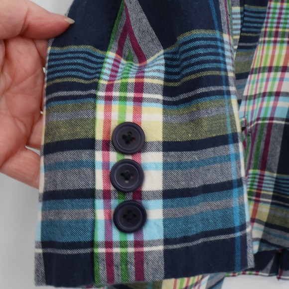 Vintage Y2K Madras Plaid Blazer Jacket Womens Academia Collegiate Retro Size 6‎ - Picture 4 of 9